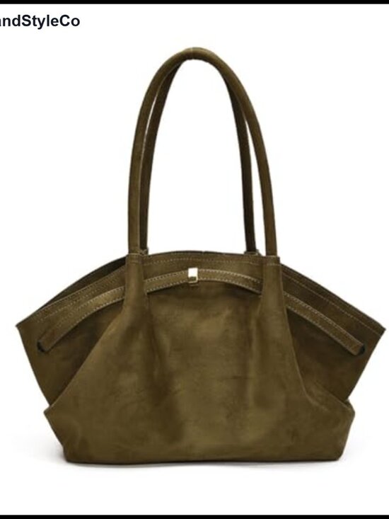 Handbags - Faux Suede Vintage Tote Bag Large Capacity Shoulder Work Handbag